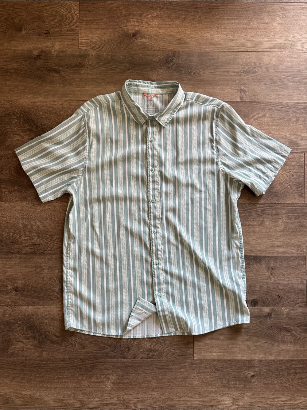 Roark Bless Up Trail Shirt Men’s md Blue White Stripe Short Sleeve Button Down